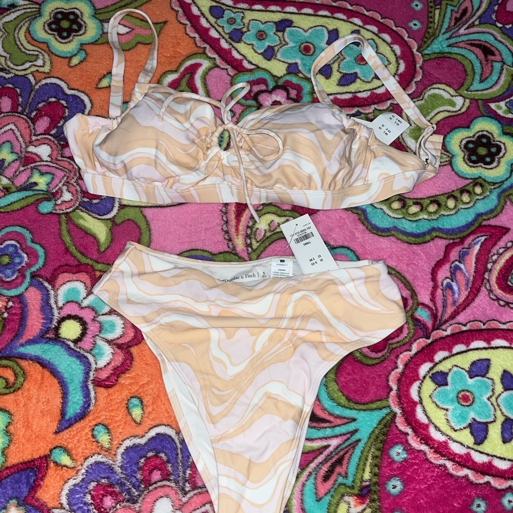 Abercrombie & Fitch pink and White Bikini Set